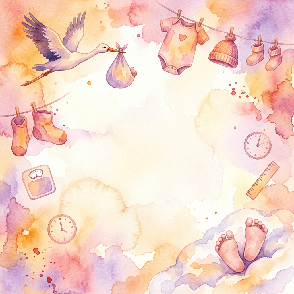 Birth Announcement Watercolor Sunset preview