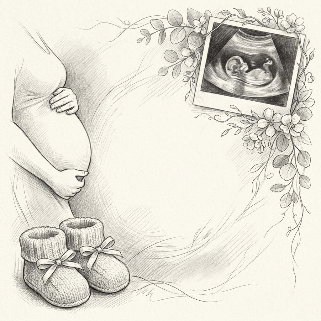 Pregnancy Announcement Pencil Drawing preview