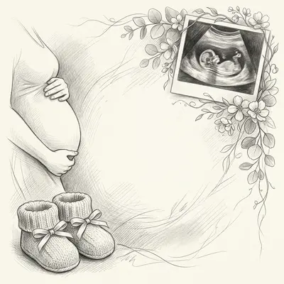 Pregnancy Announcement Pencil Drawing preview