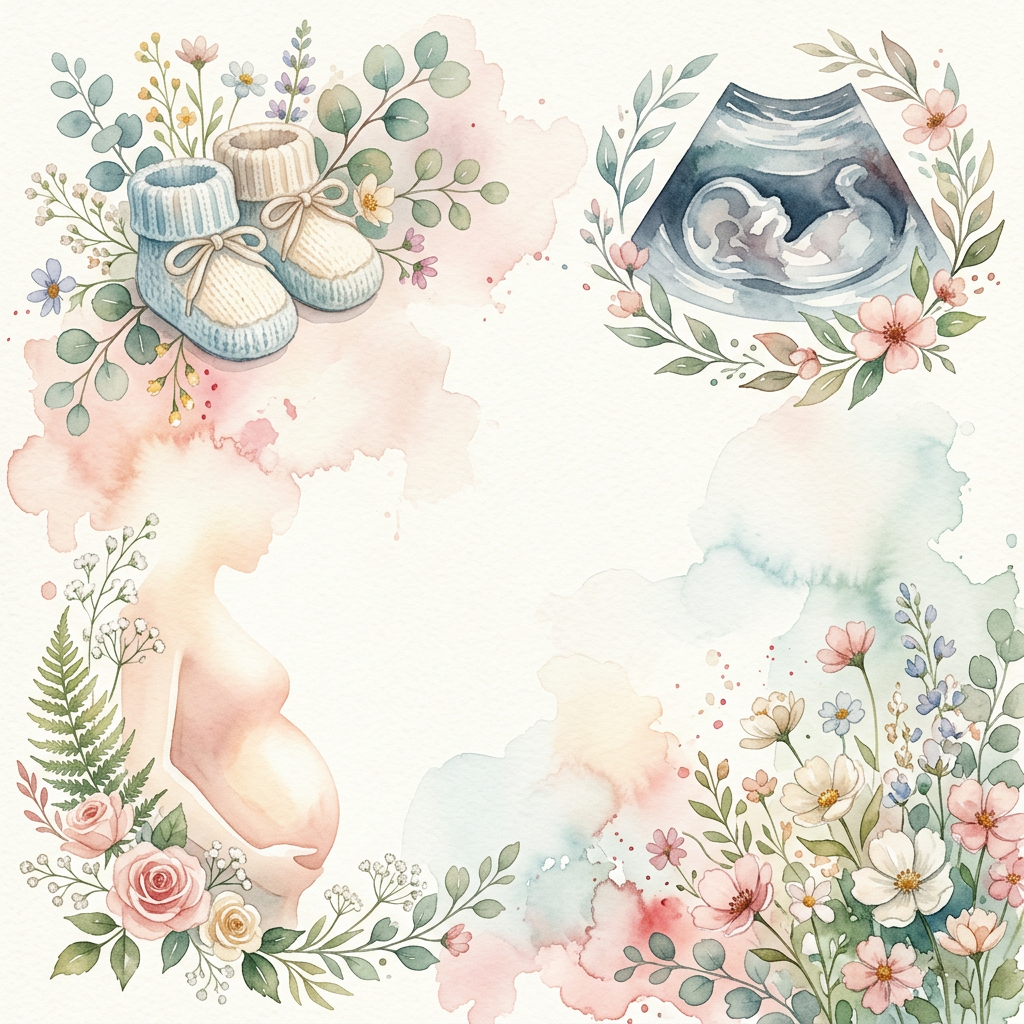 Pregnancy Announcement Watercolor Garden preview