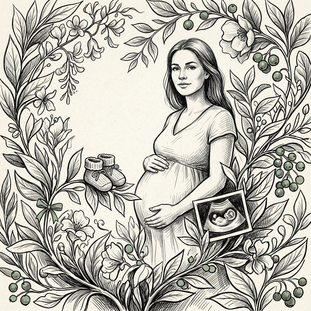 Pregnancy Announcement Ink Illustration preview