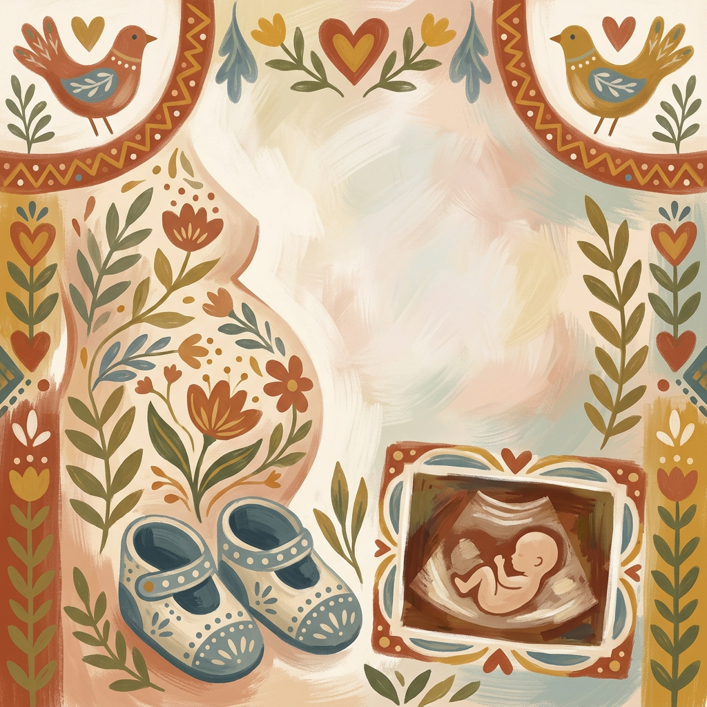Pregnancy Announcement Folk Art preview