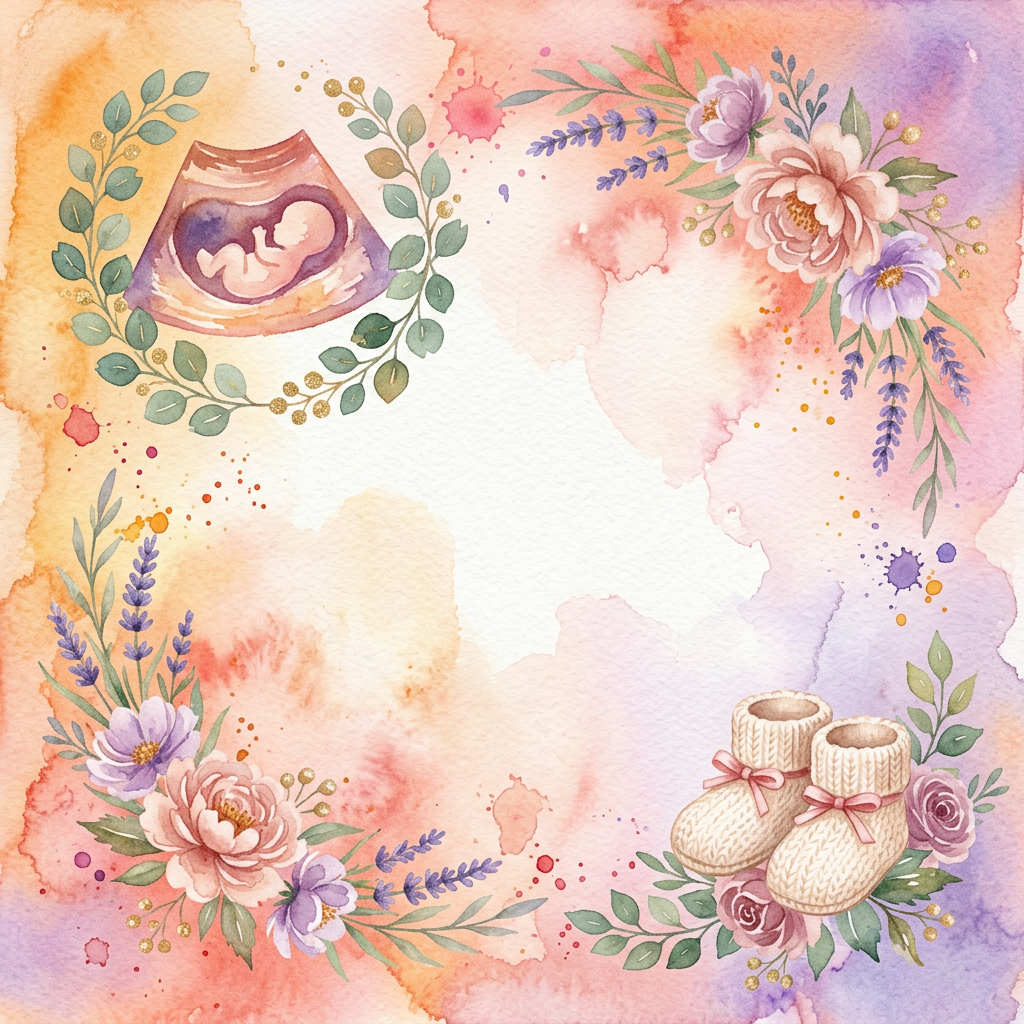 Pregnancy Announcement Watercolor Sunset preview