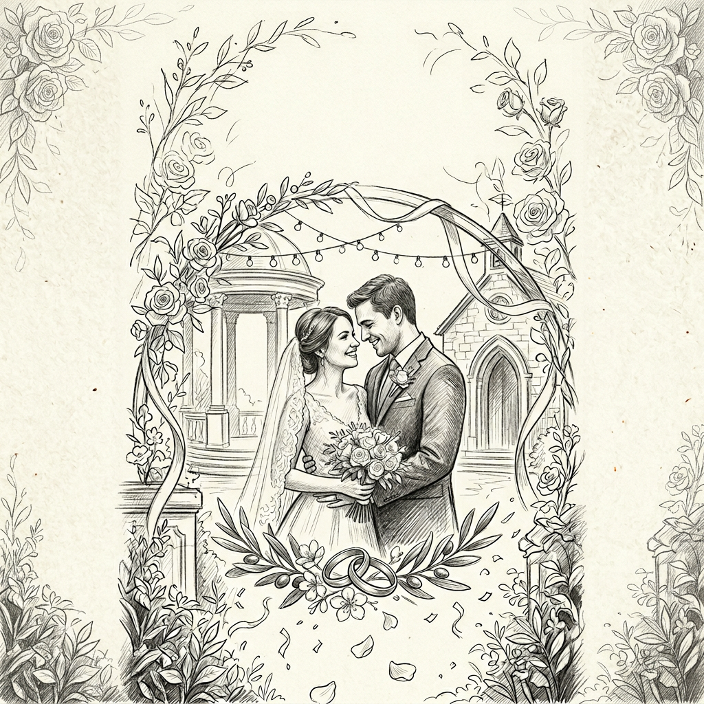 Wedding Announcement Pencil Drawing preview