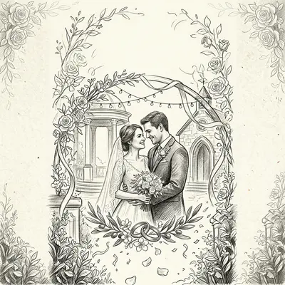 Wedding Announcement Pencil Drawing preview