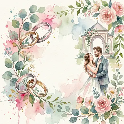 Wedding Announcement Watercolor Garden preview