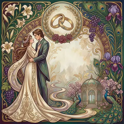 Wedding Announcement Art Nouveau preview