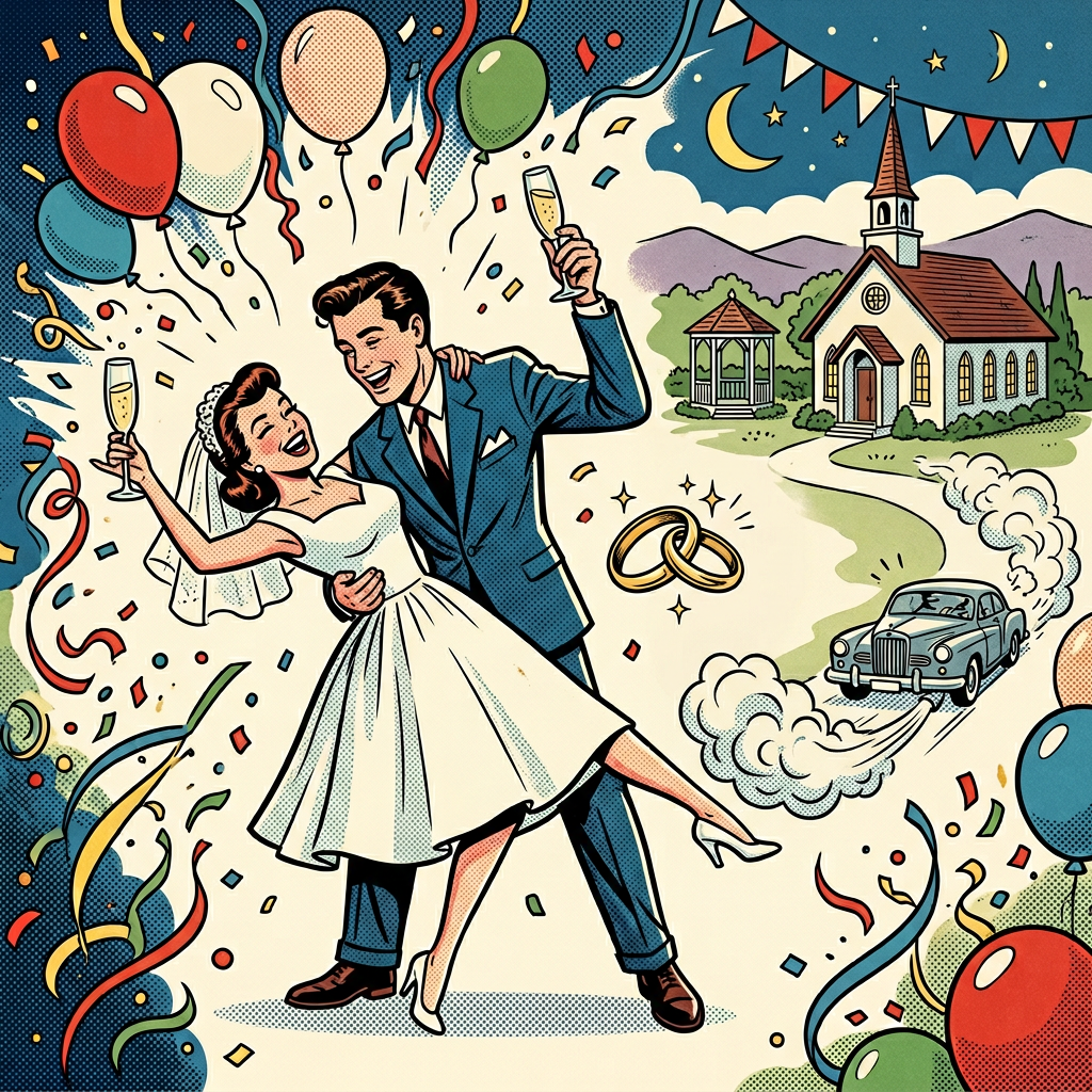 Wedding Announcement Retro Cartoon preview