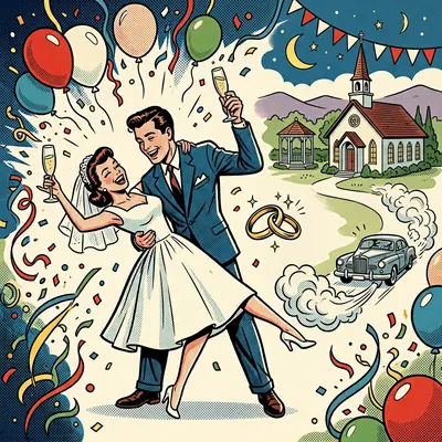 Wedding Announcement Retro Cartoon preview