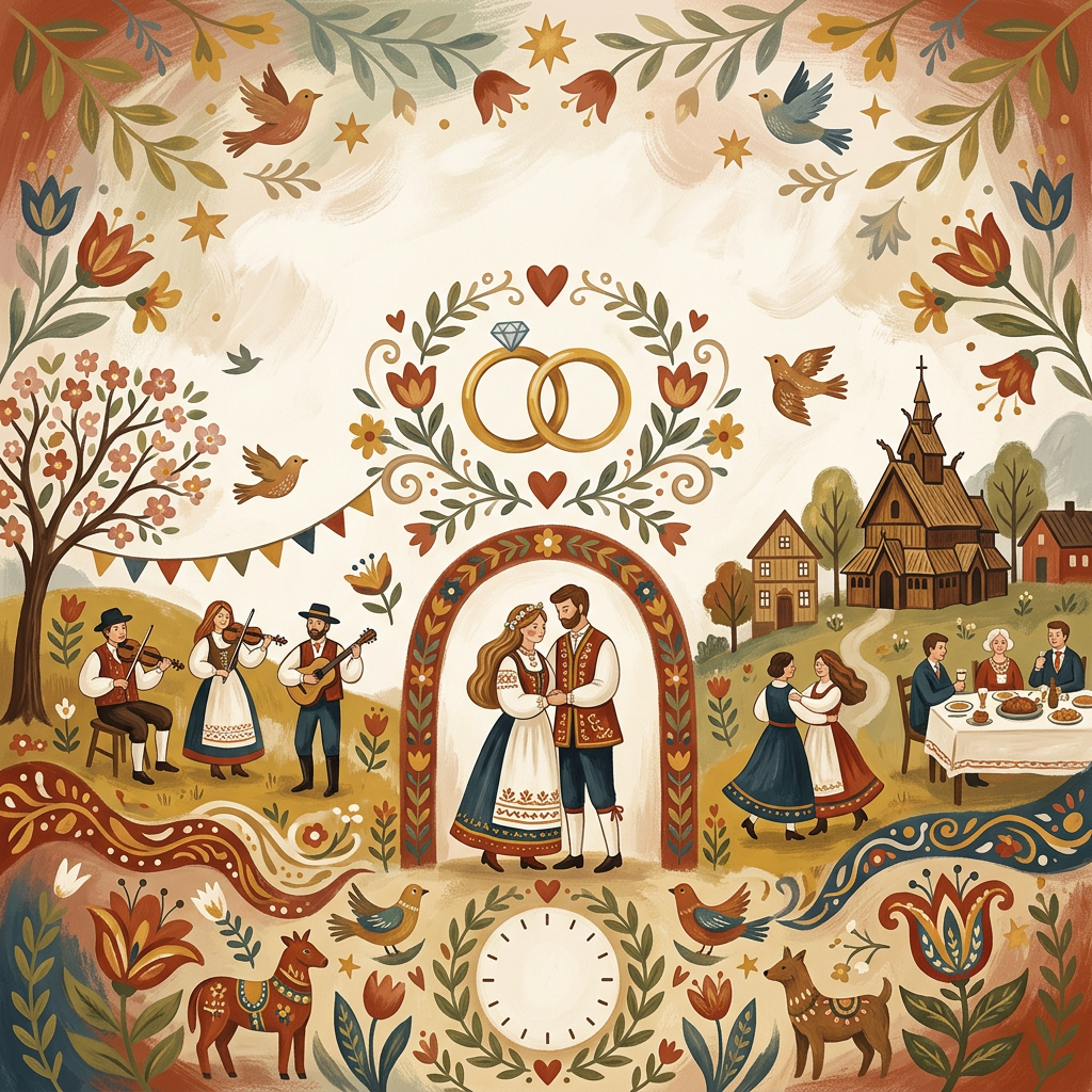 Wedding Announcement Folk Art preview