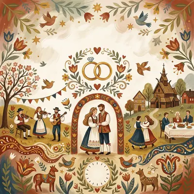 Wedding Announcement Folk Art preview