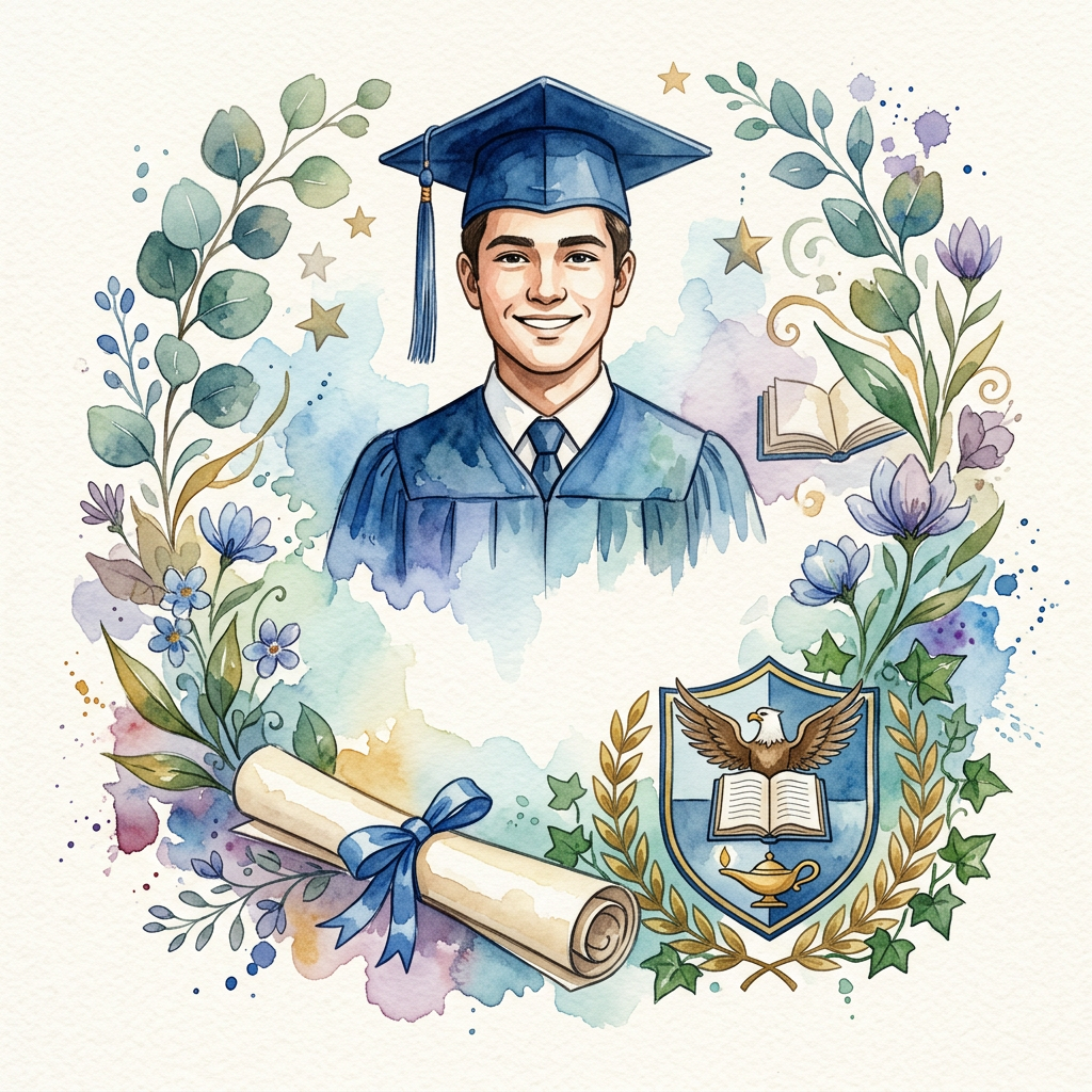 Graduation Announcement Watercolor Garden preview