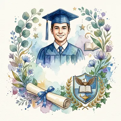 Graduation Announcement Watercolor Garden preview