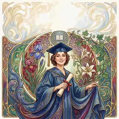 Graduation Announcement Art Nouveau preview