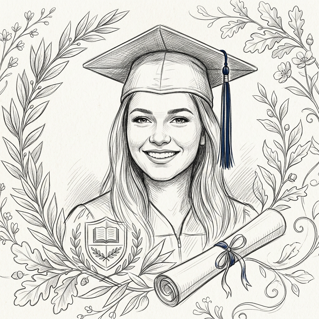 Graduation Announcement Ink Illustration preview