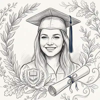 Graduation Announcement Ink Illustration preview