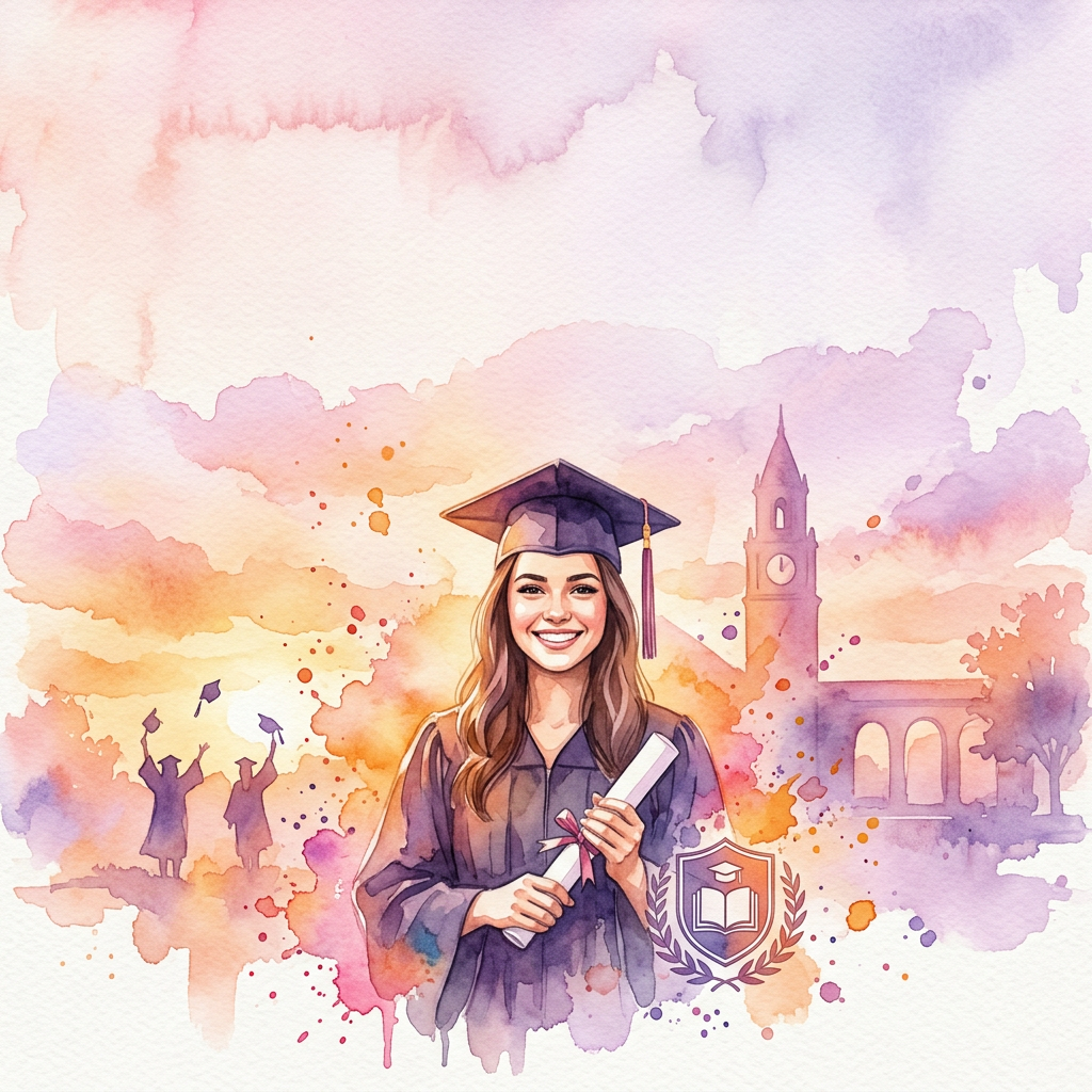 Graduation Announcement Watercolor Sunset preview
