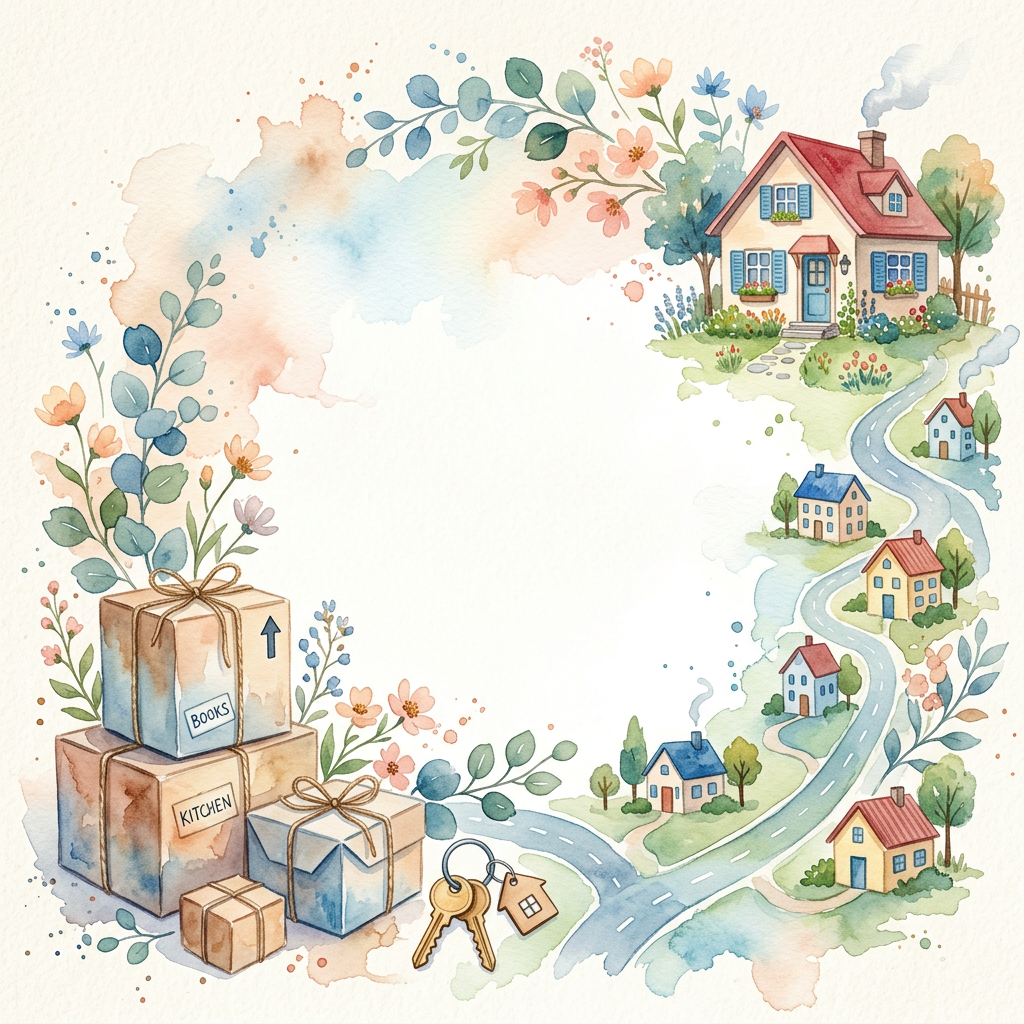 Moving Announcement Watercolor Garden preview