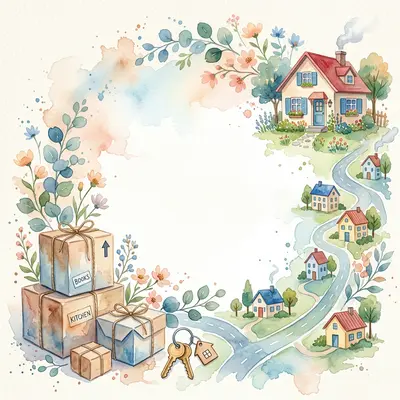 Moving Announcement Watercolor Garden preview