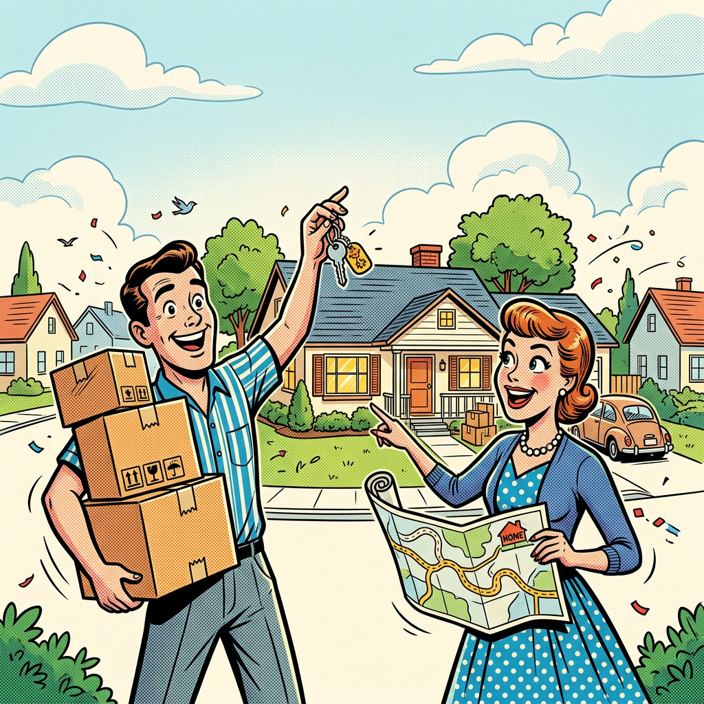 Moving Announcement Retro Cartoon preview