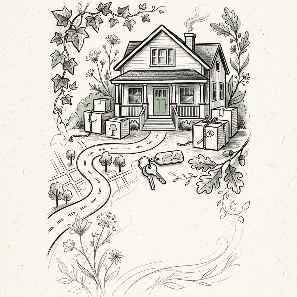 Moving Announcement Ink Illustration preview