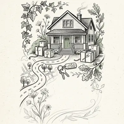 Moving Announcement Ink Illustration preview