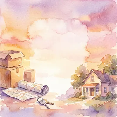 Moving Announcement Watercolor Sunset preview