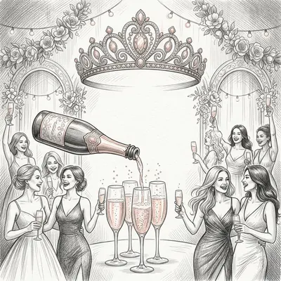 Bachelorette Party Pencil Drawing preview