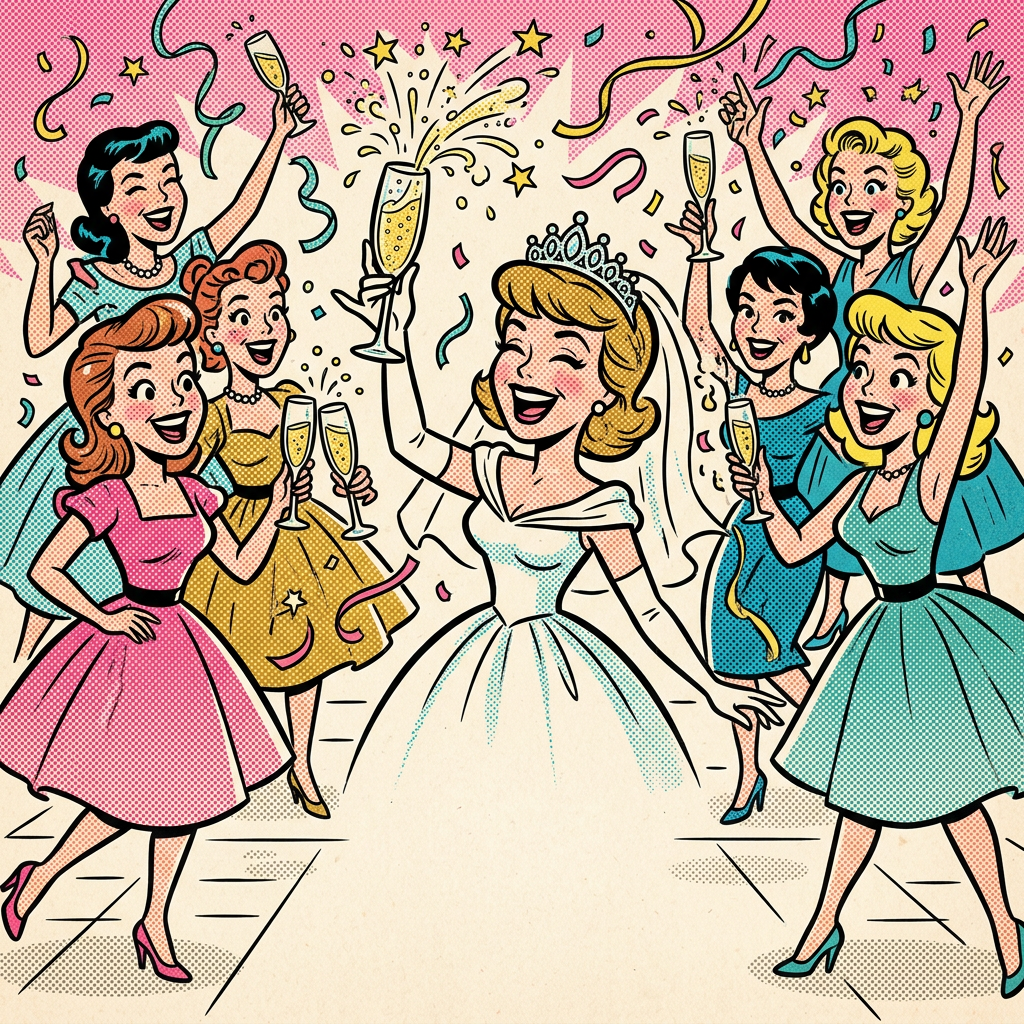 Bachelorette Party Retro Cartoon preview