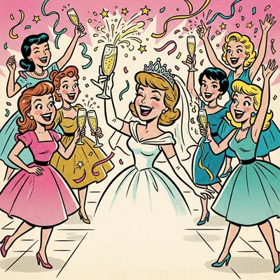 Bachelorette Party Retro Cartoon preview