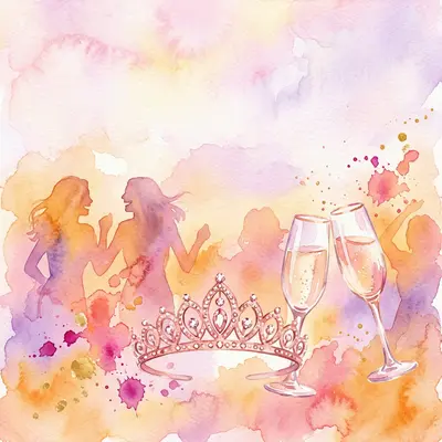 Bachelorette Party Watercolor Sunset preview