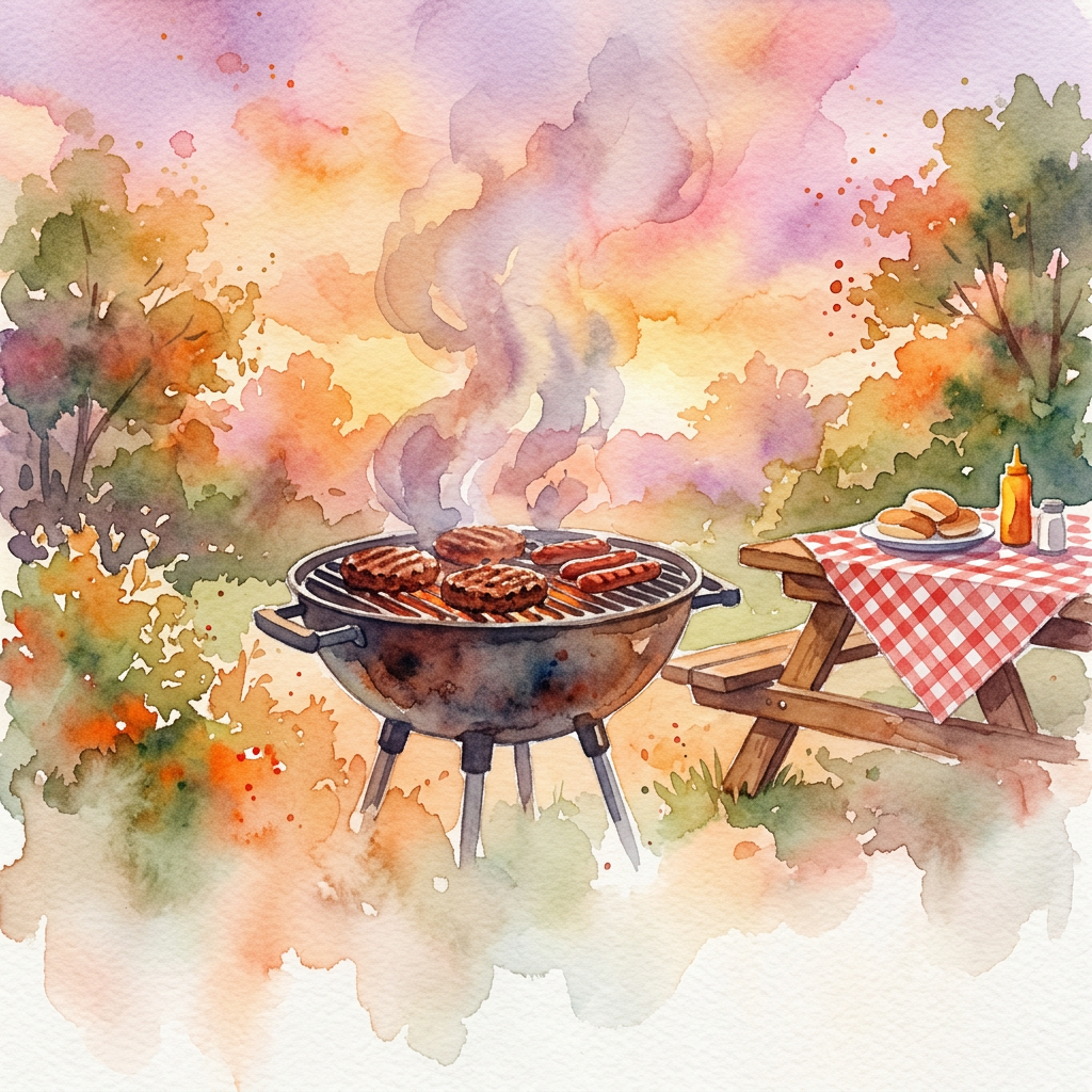Bbq Cookout Watercolor Sunset preview