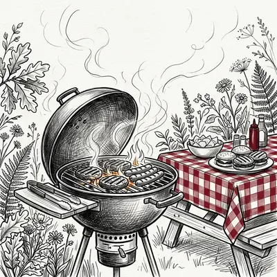 Bbq Cookout Ink Illustration preview
