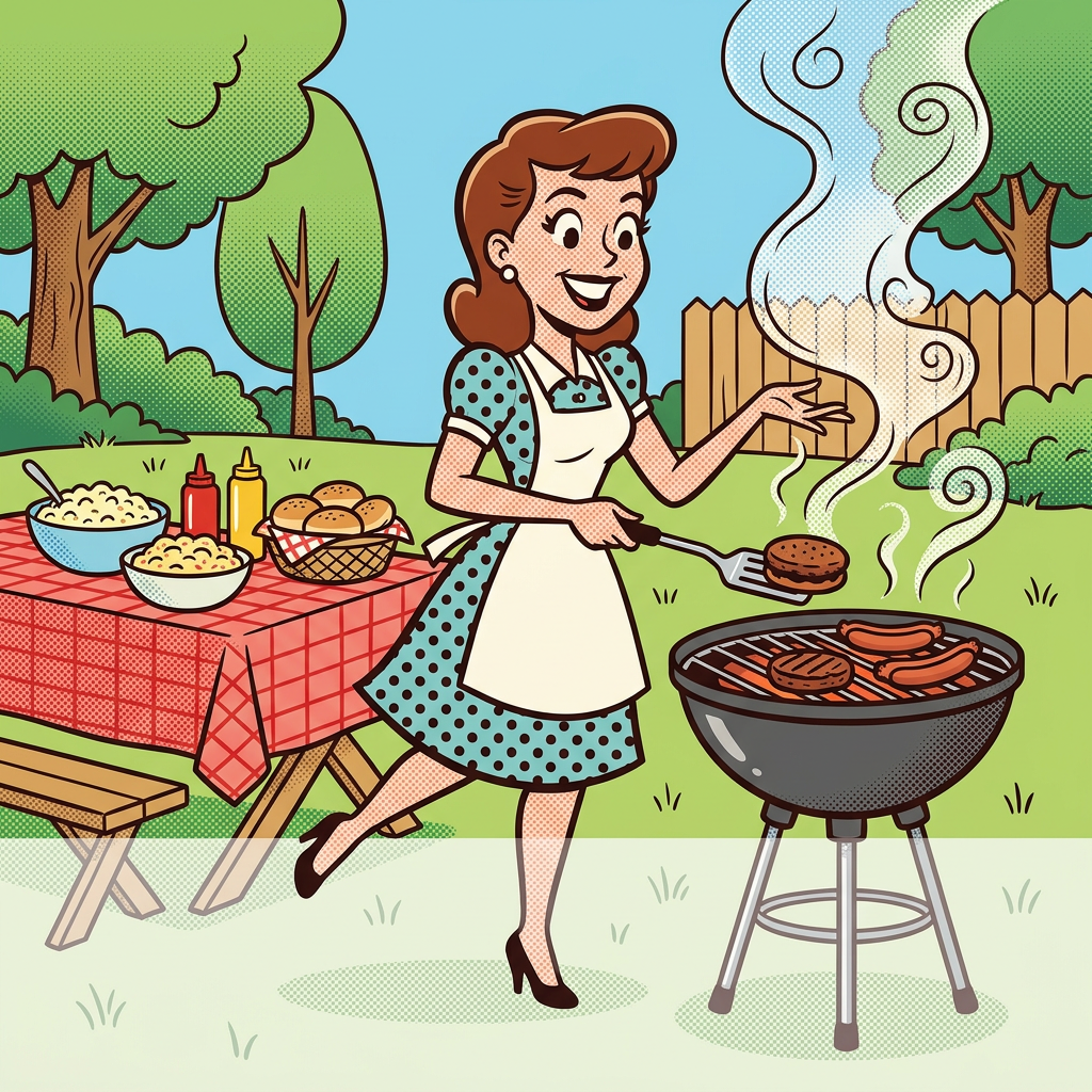 Bbq Cookout Retro Cartoon preview
