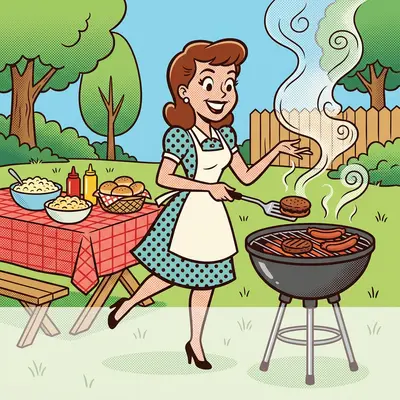 Bbq Cookout Retro Cartoon preview