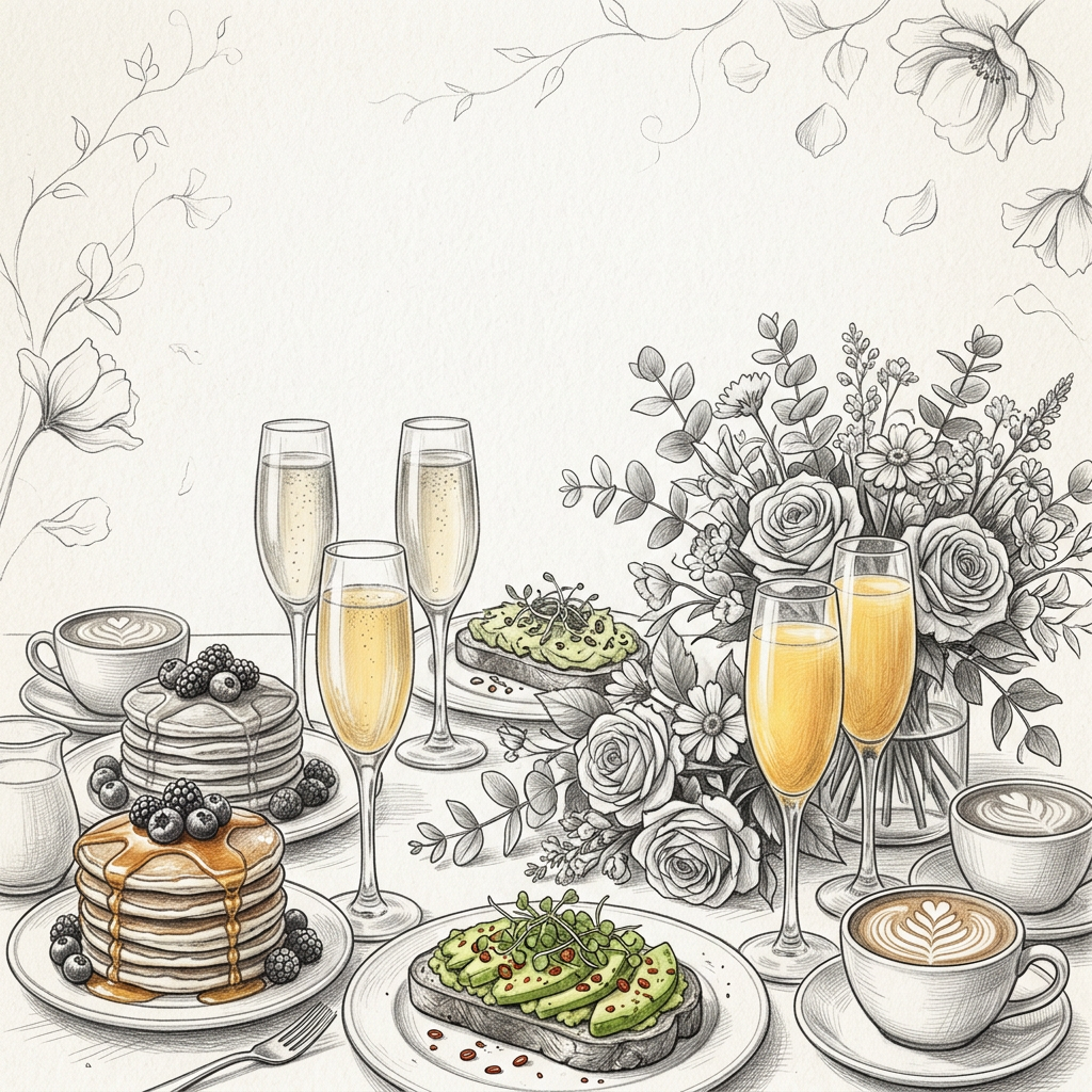 Brunch Gathering Pencil Drawing preview