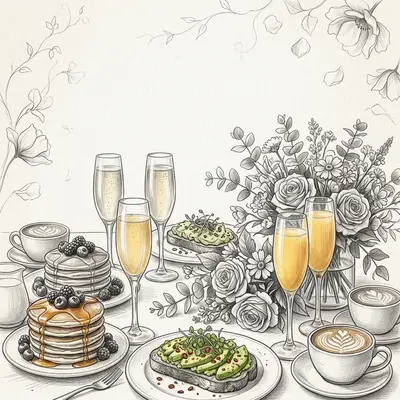 Brunch Gathering Pencil Drawing preview