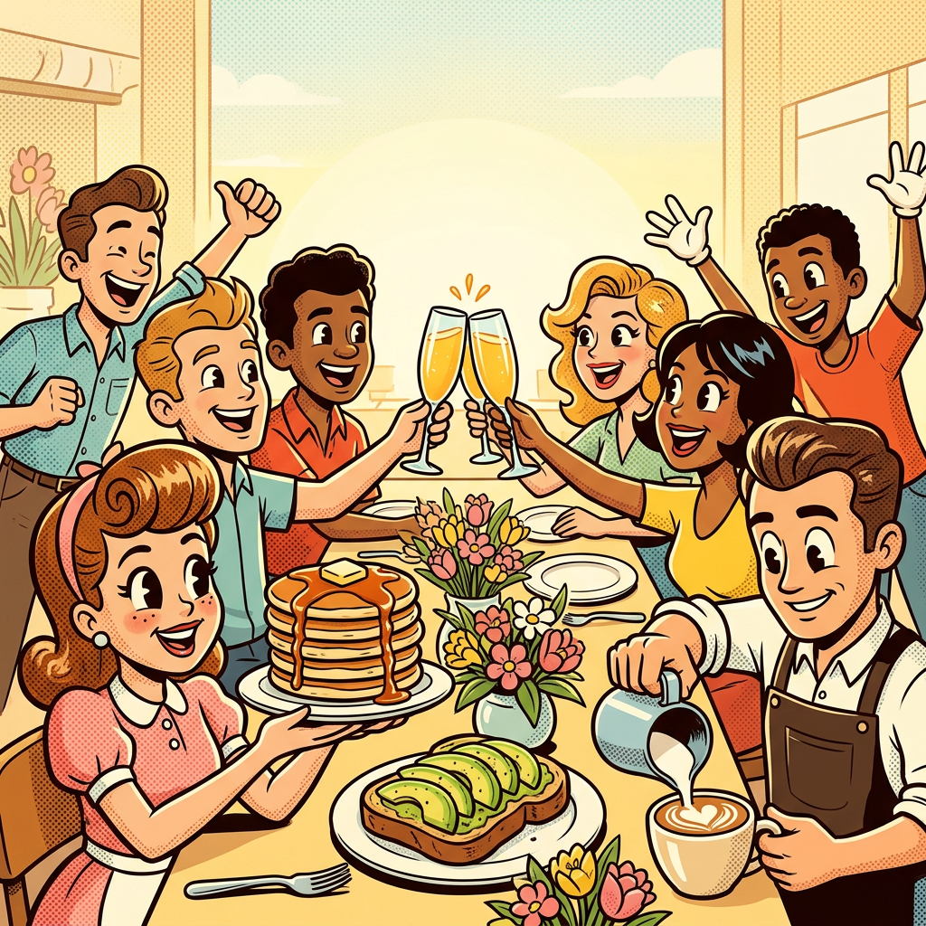 Brunch Gathering Retro Cartoon preview