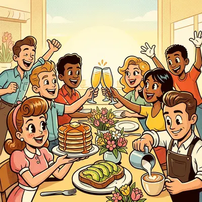 Brunch Gathering Retro Cartoon preview