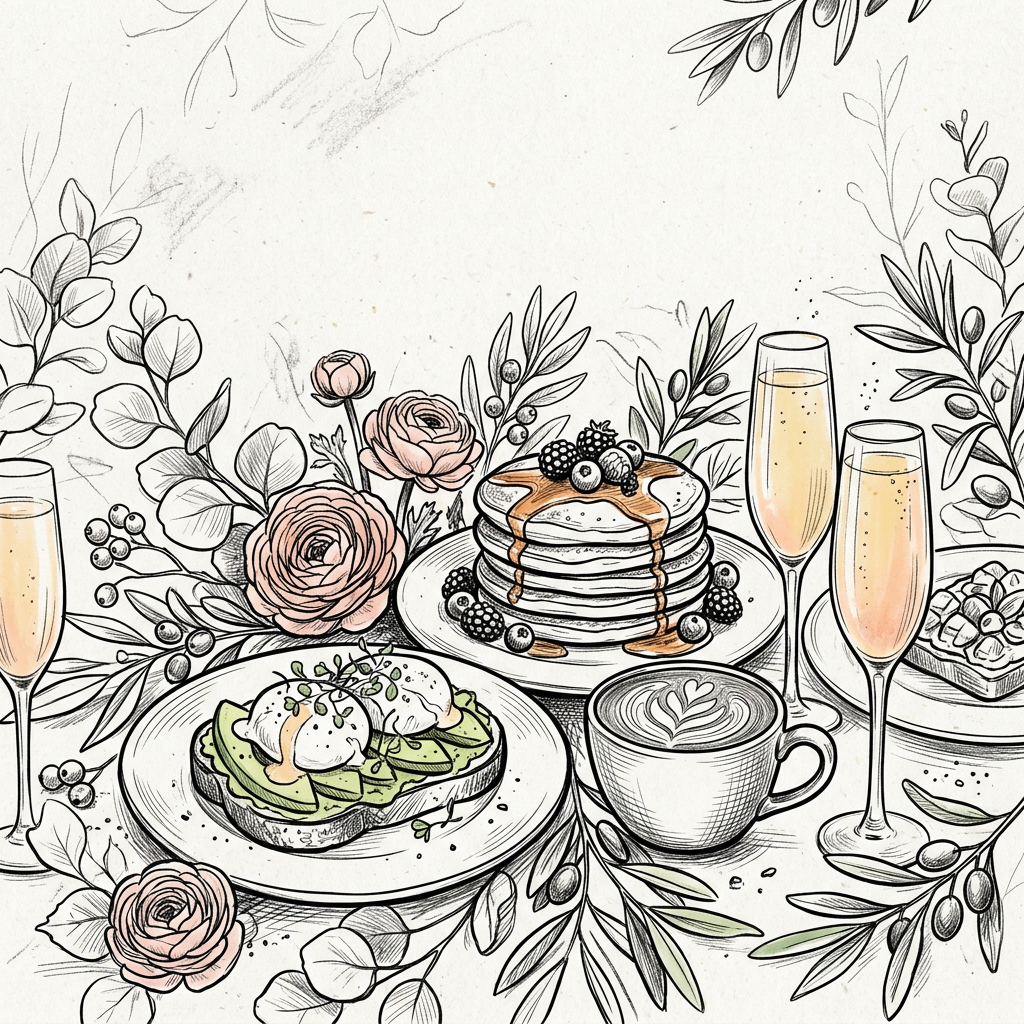 Brunch Gathering Ink Illustration preview