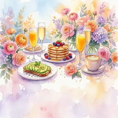 Brunch Gathering Watercolor Sunset preview