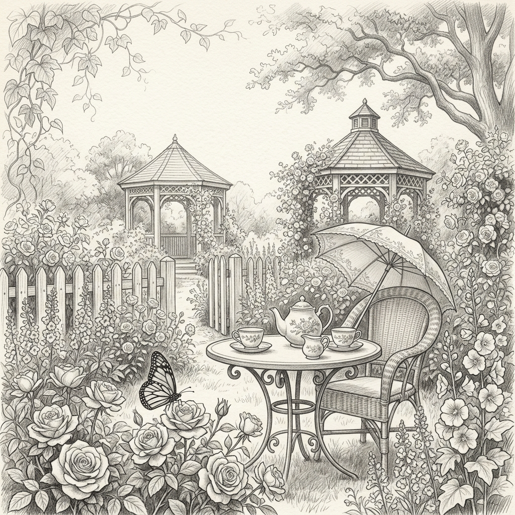 Garden Party Pencil Drawing preview