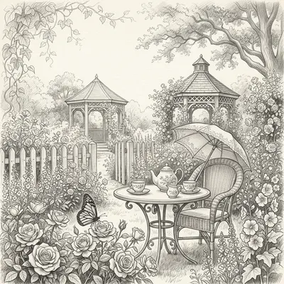 Garden Party Pencil Drawing preview