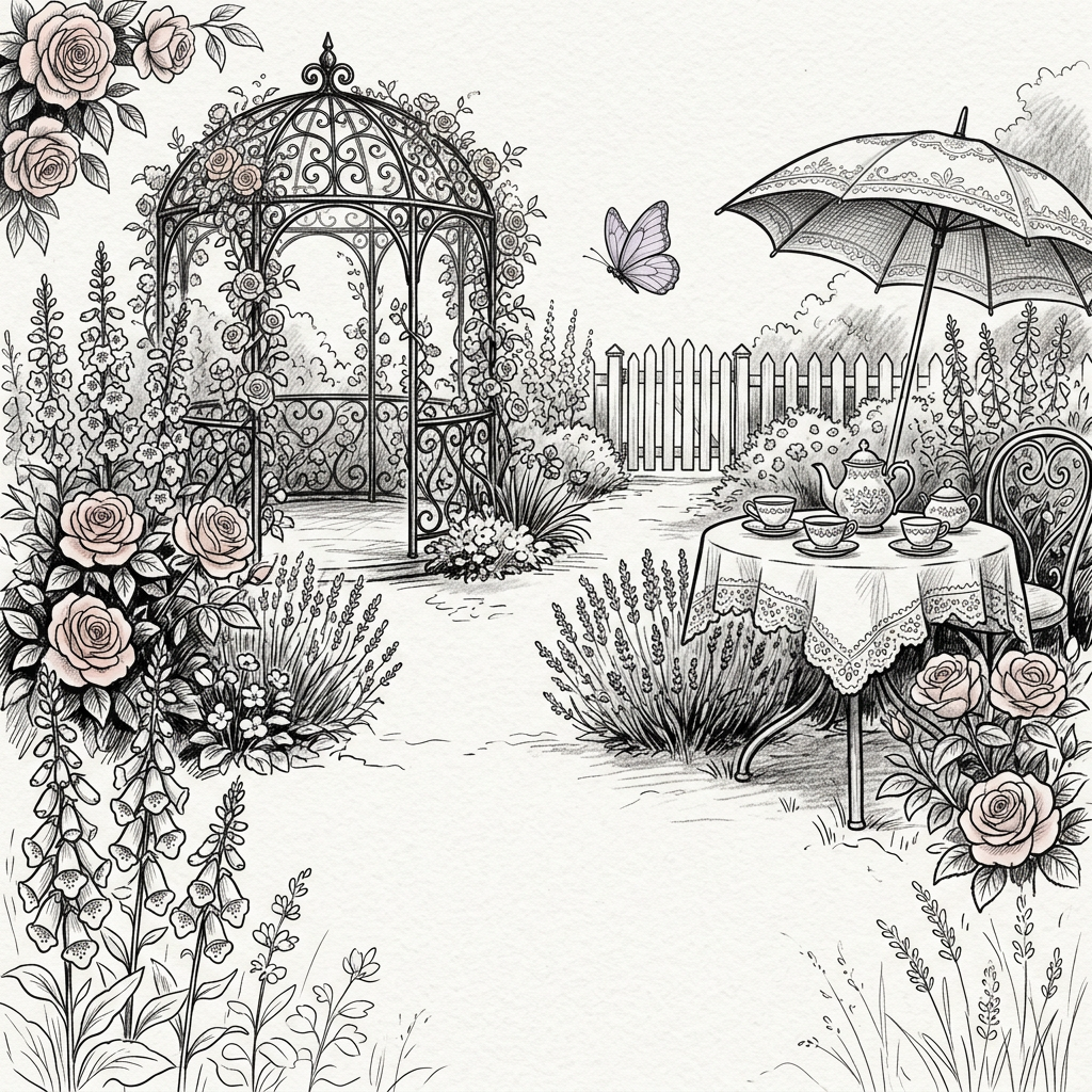 Garden Party Ink Illustration preview