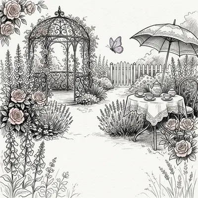 Garden Party Ink Illustration preview