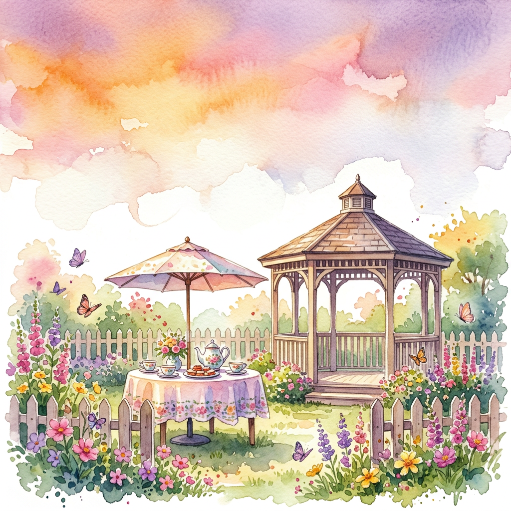 Garden Party Watercolor Sunset preview