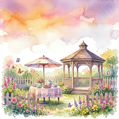 Garden Party Watercolor Sunset preview