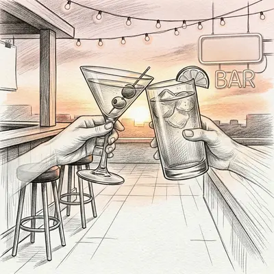 Happy Hour Pencil Drawing preview