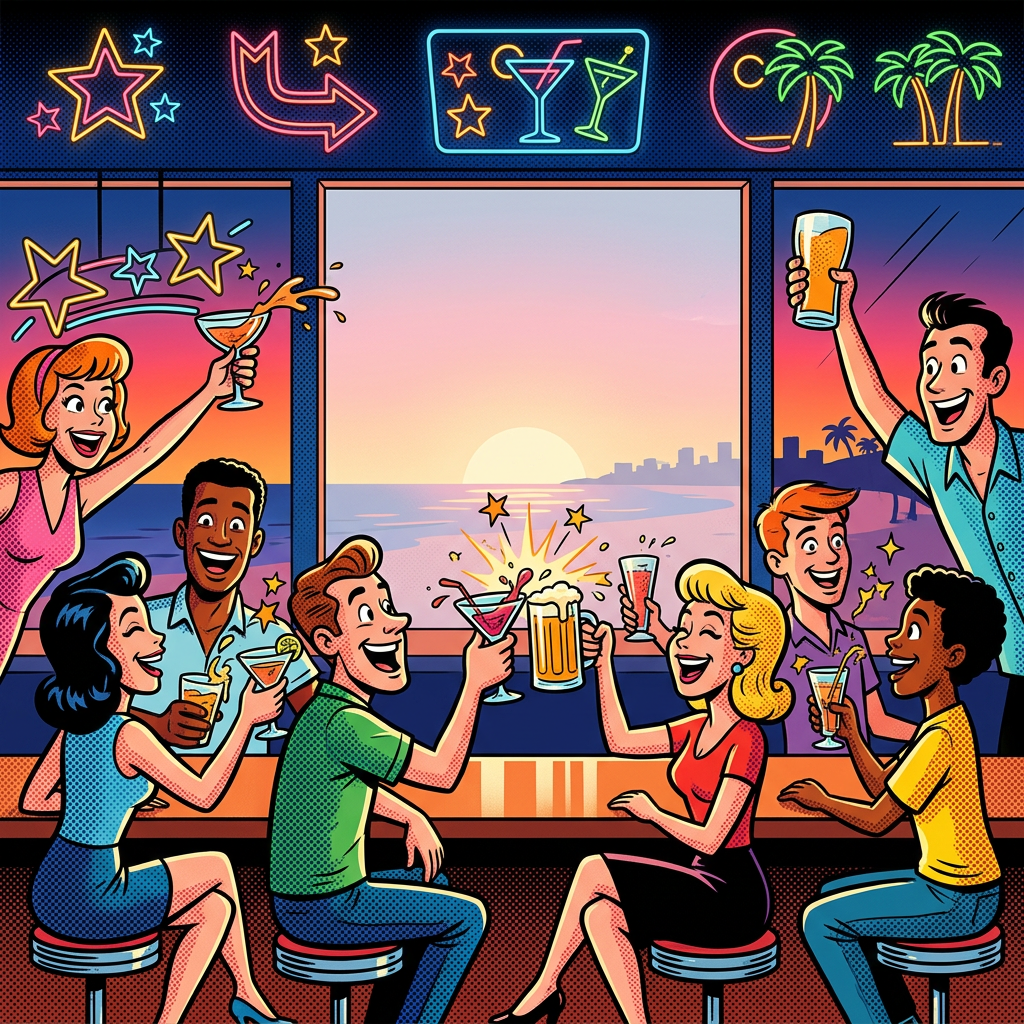 Happy Hour Retro Cartoon preview