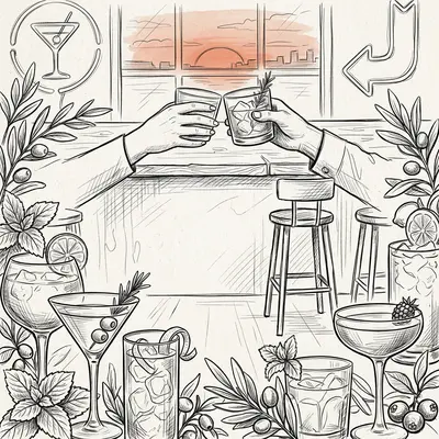 Happy Hour Ink Illustration preview